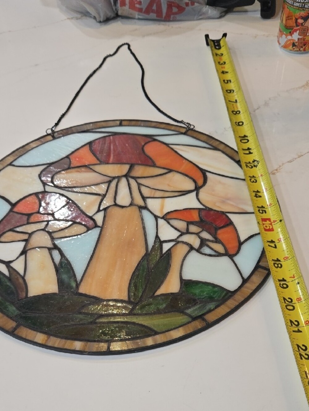Cracker Barrel Stained Glass Mushroom Suncatcher - Red, Orange, Green, Blue - Picture 2 of 4